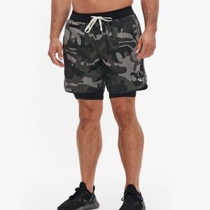 Vuori Gray and Green Camouflage Shorts